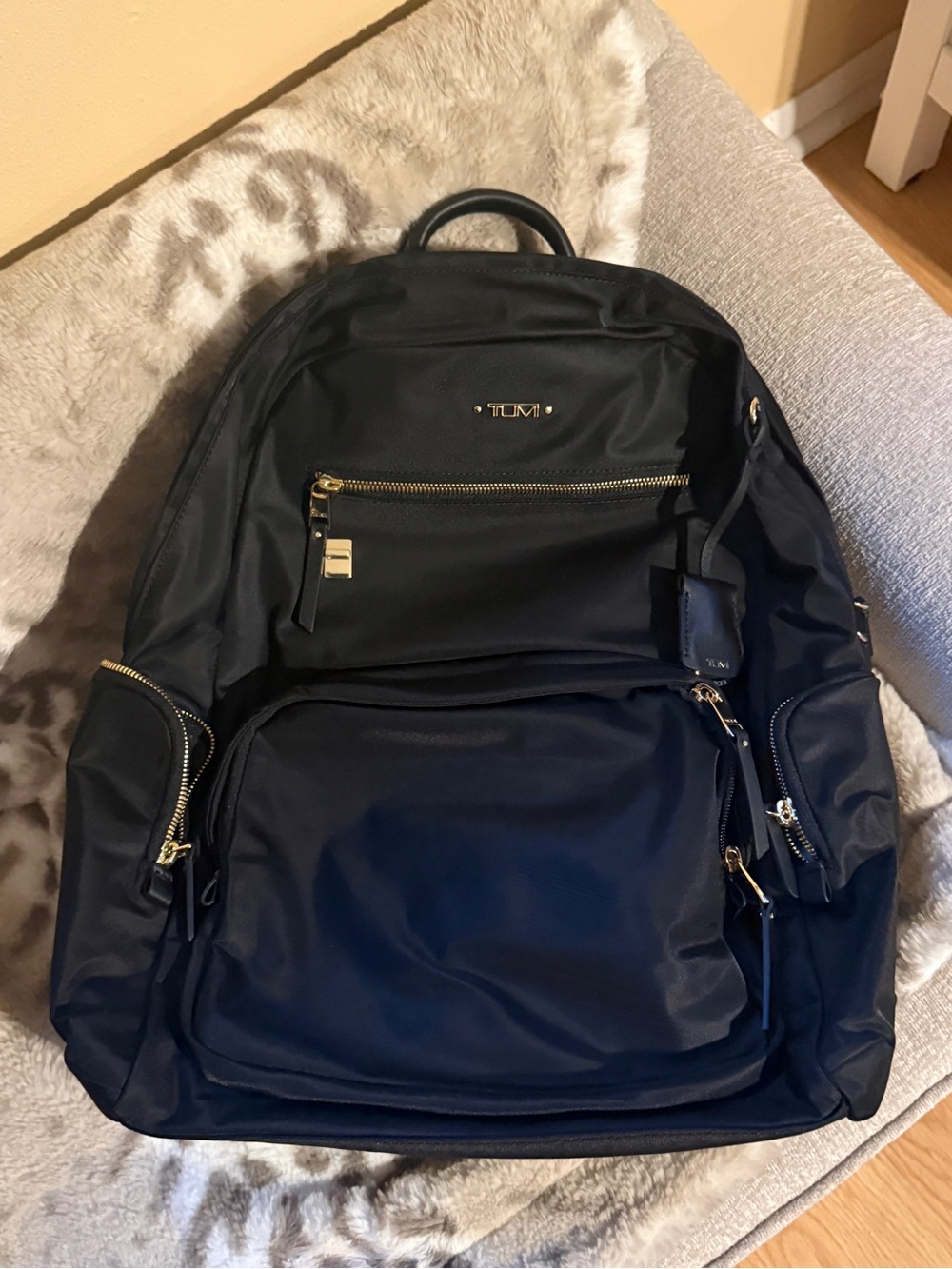 TUMI Women’s Voyageur Carson Black Nylon Backpack with Gold Hardware - brand new - Picture 1 of 11